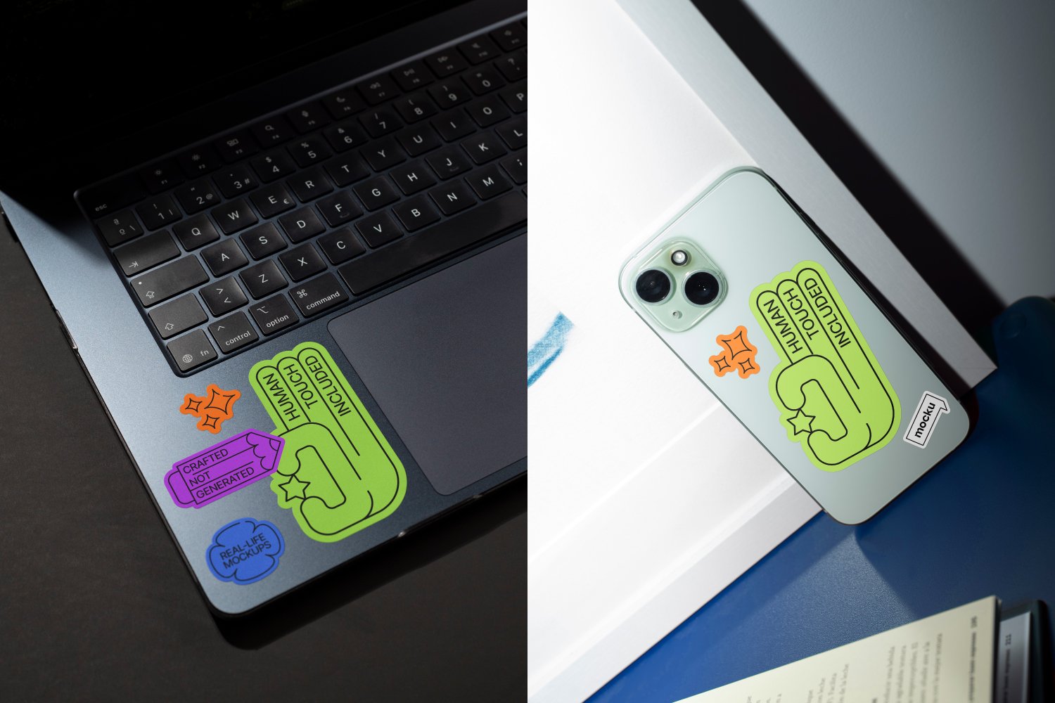 Aesthetic Sticker Mockup Bundle