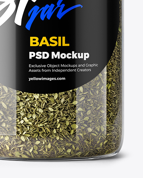 Plastic Spice Jar with Dried Basil Mockup