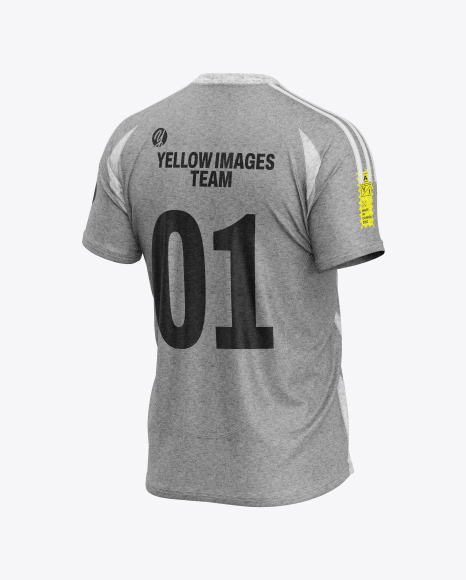 Heather T-Shirt Mockup - Back Half Side View