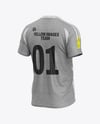 Heather T-Shirt Mockup - Back Half Side View