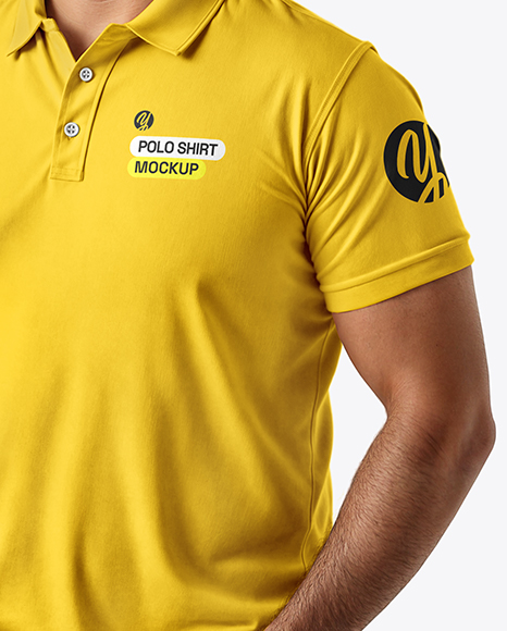 Plus Size Male Model Wearing Polo Shirt and Jeans Mockup