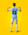 Man Wearing Soccer Jersey and Shorts Mockup