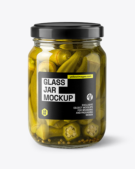 Glass Jar with Pickled Okra Mockup - Mockup shots