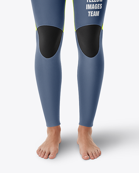 Female Surfer in a Wetsuit with a Shortboard Mockup