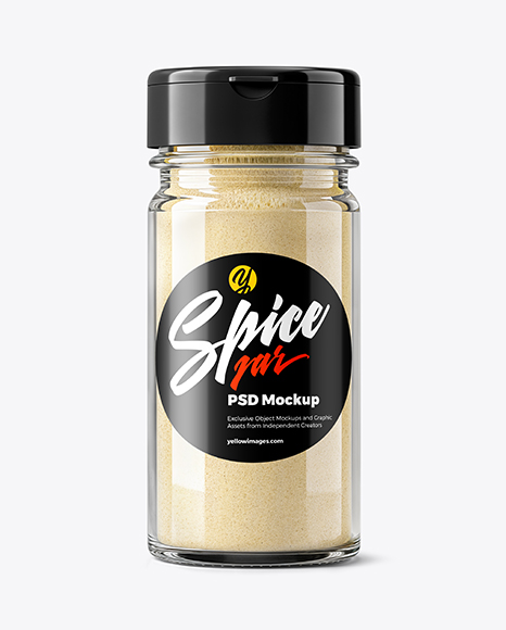 Spice Glass Jar with Garlic Powder Mockup - Realistic mockups