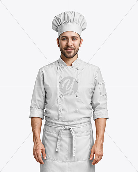 Man Wearing Chef Uniform and Chef Hat Mockup