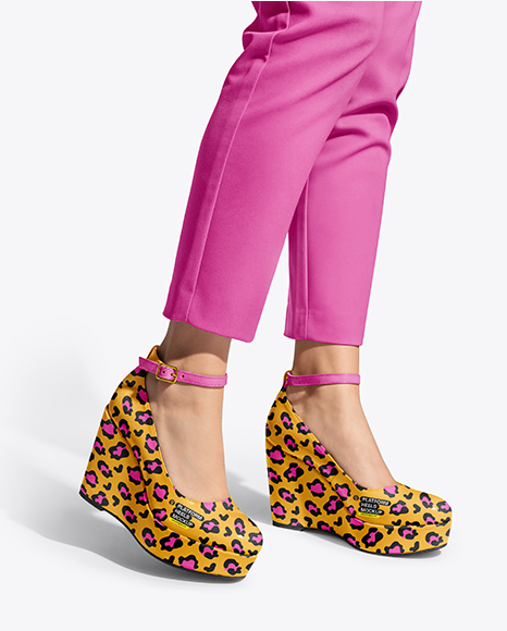 Woman Wearing Pants and Wedge Heels Mockup - Apparel mockups