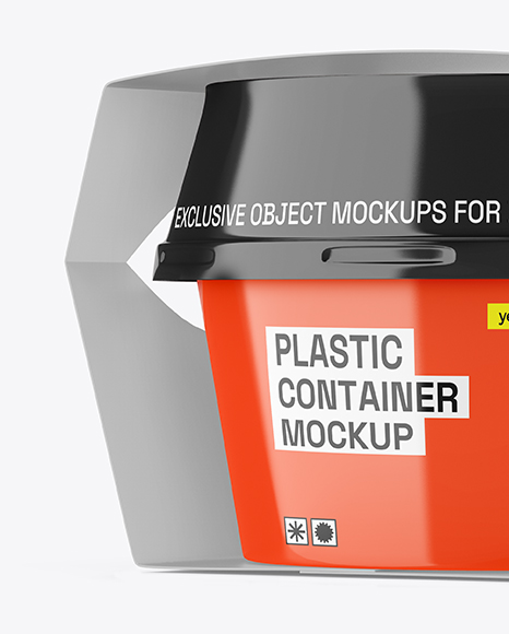Glossy Plastic Container With Label Mockup
