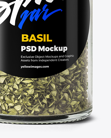 Glass Spice Jar with Dried Basil Mockup