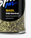 Glass Spice Jar with Dried Basil Mockup