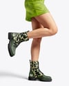 Combat Boots on Women's Legs with Skirt Mockup