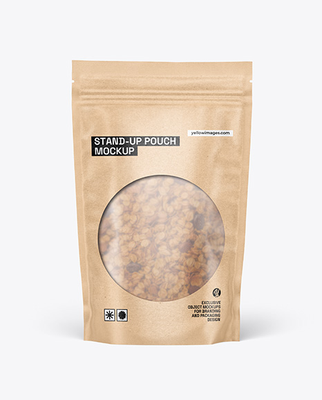 Frosted Stand-Up Pouch w/ Granola Mockup