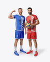 Two Men Wearing Full Volleyball Uniform Mockup