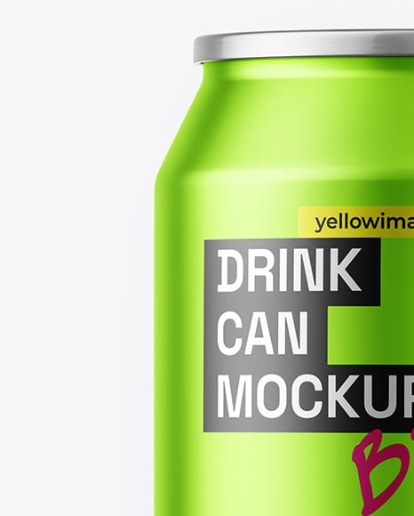 330ml Matte Metallic Aluminium Drink Can Mockup