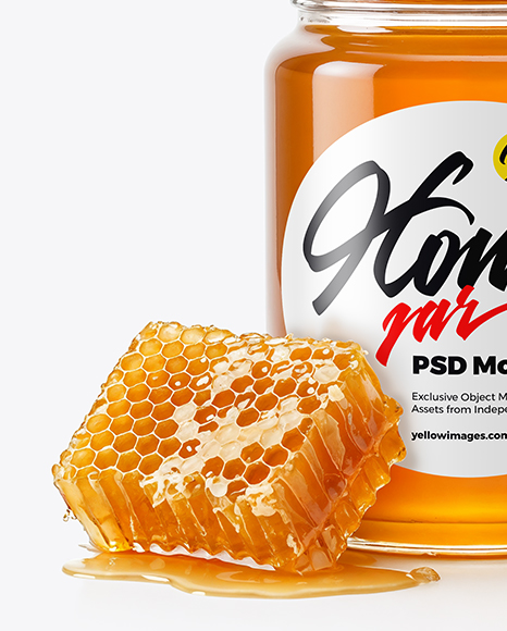 Clear Glass Jar with Acacia Honey Mockup