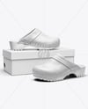 Pair of Clogs with Shoe Box Mockup