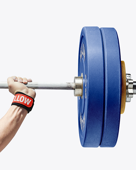 Woman Wearing Weightlifing Suit with Barbell Mockup