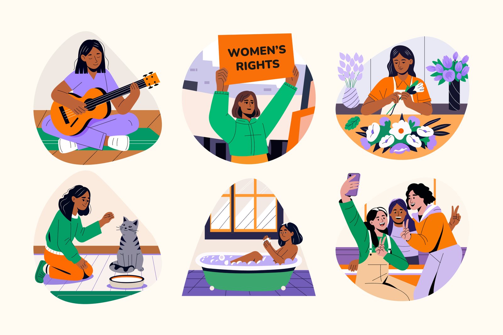 Girl Life Illustration Set