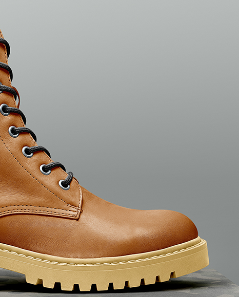 Women's Combat Boot on Shoe Box Mockup