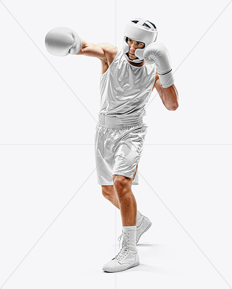 Man Wearing Boxing Kit with Jersey and Shorts Mockup