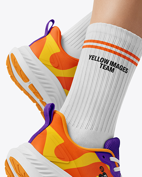 Running Shoes on Women's Legs Mockup