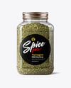Square Plastic Jar with Dried Tarragon Mockup