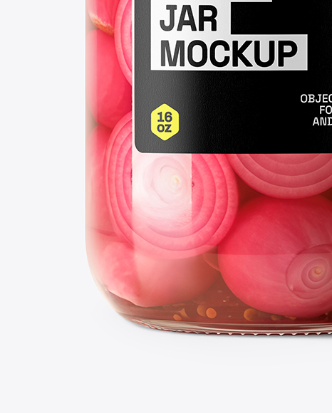 Glass Jar with Red Pickled Onions Mockup