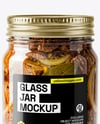 Clear Glass Jar with Canned Stewed Meat Mockup