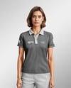 A Woman Wearing a Polo Shirt and Pants Mockup