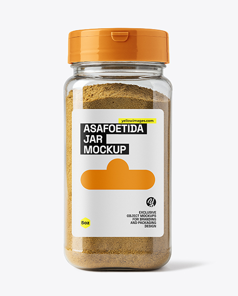 Plastic Jar with Asafoetida Spice Mockup - Seasoning mockup