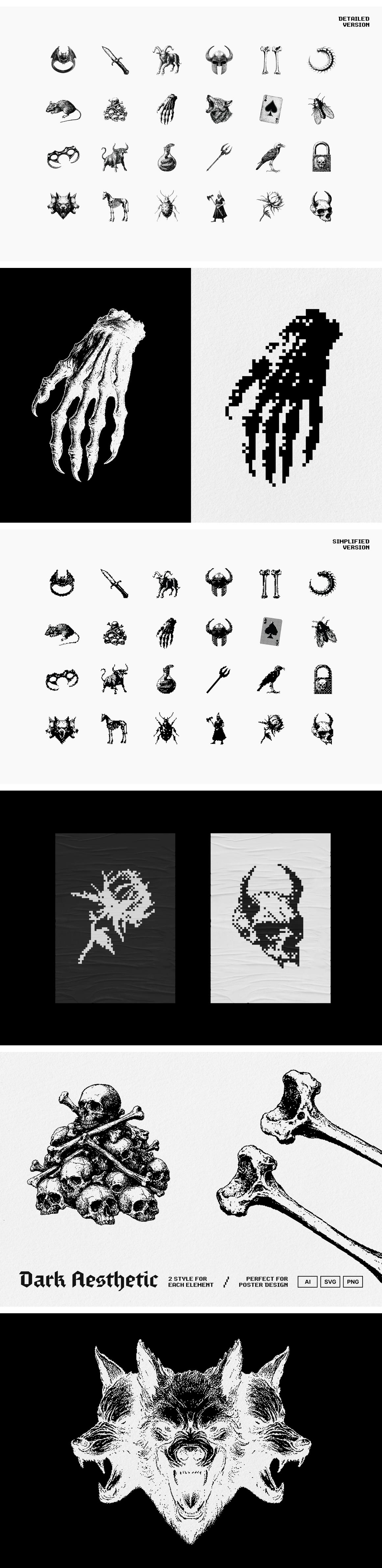 Dark Aesthetic Dithering Graphic Pack Vol.3