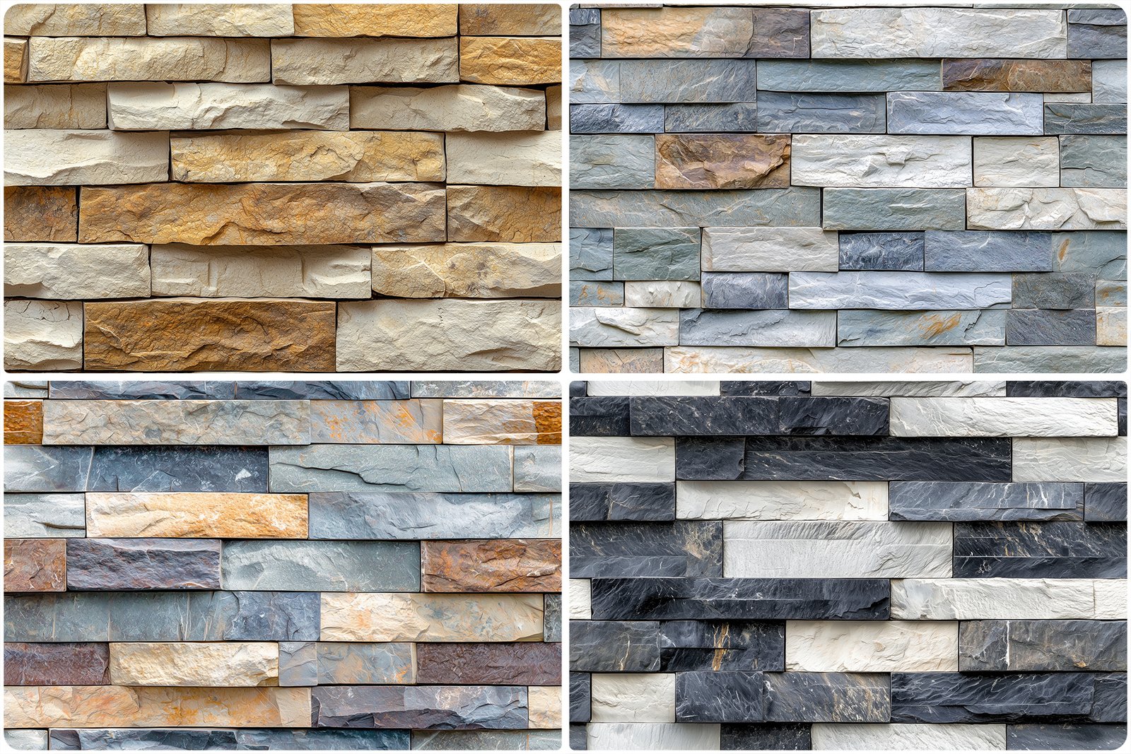 30 Stacked Stone Cladding Texture Backgrounds
