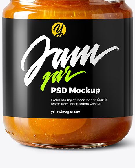 Glass Jar with Apricot Preserves Mockup