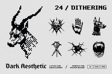 Dark Aesthetic Dithering Graphic Pack Vol.1 - Design Elements
