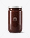Clear Glass Jar with Fig Jam Mockup