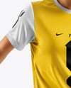 Female Soccer Player Wearing Jersey and Shorts Mockup