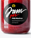 Clear Glass Jar with Raspberry Jam Mockup