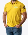 Plus Size Male Model Wearing Polo Shirt and Jeans Mockup