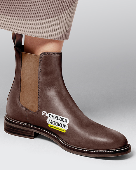 Chelsea Boots on Woman's Legs with Skirt Mockup