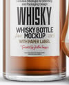 Whiskey Bottle With Glass Mockup