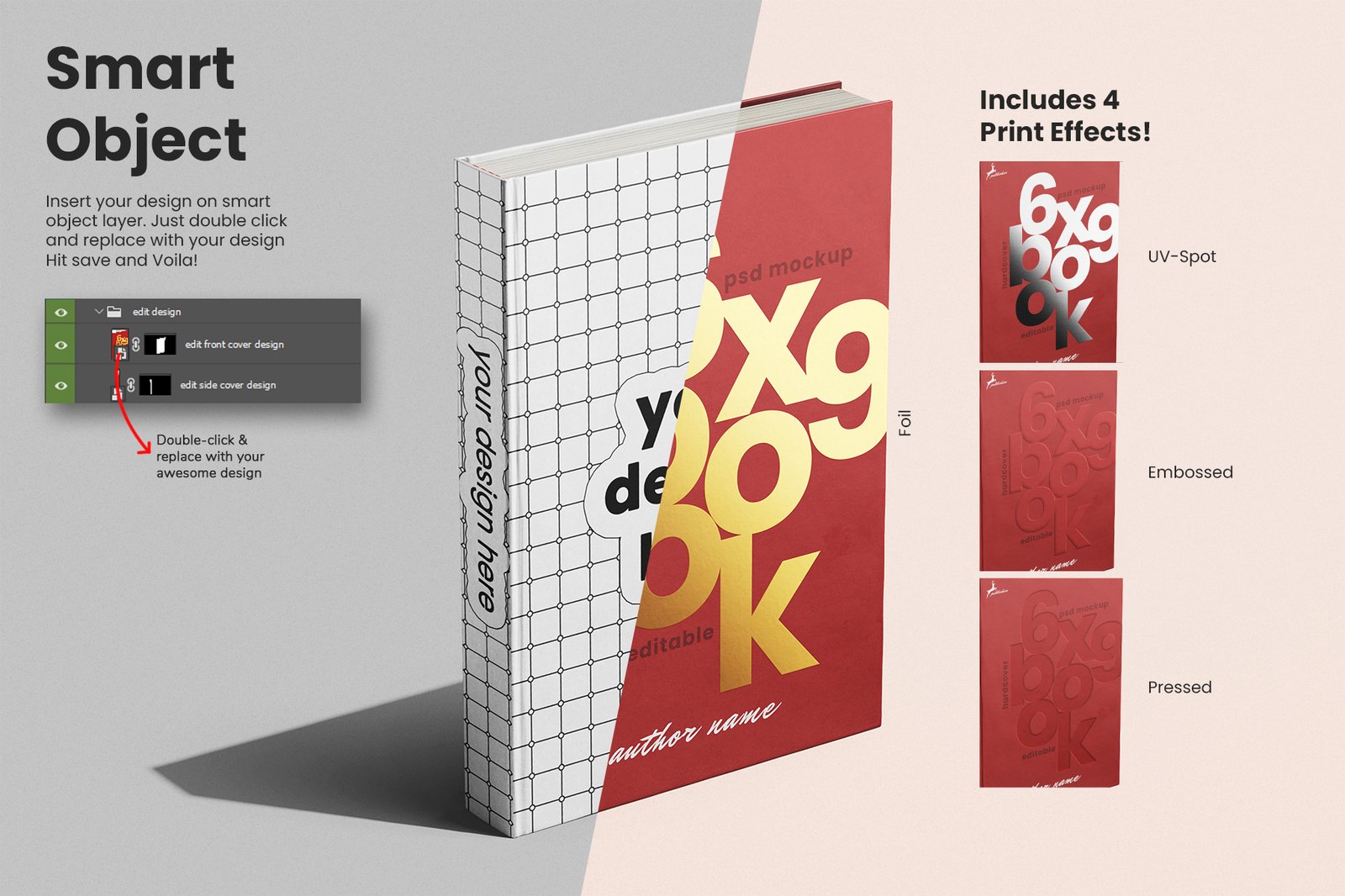 Hardcover Book 6x9 Inch PSD Mockup Set
