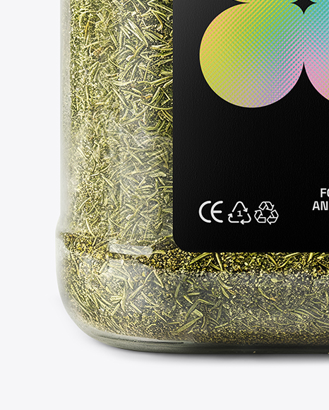 Square Plastic Jar with Dill Weed Spice Mockup
