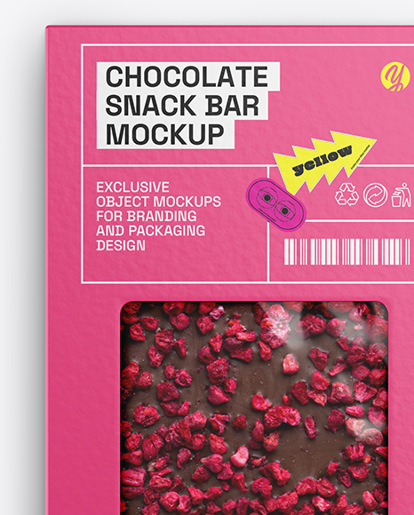Milk Chocolate Bar with Raspberry Slices Mockup