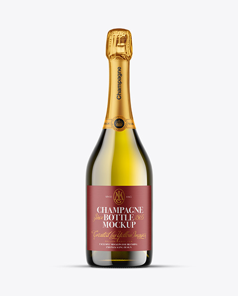 Antique Green Glass Champagne Bottle Mockup