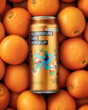 16oz Drink Can on a Stack of Oranges Mockup