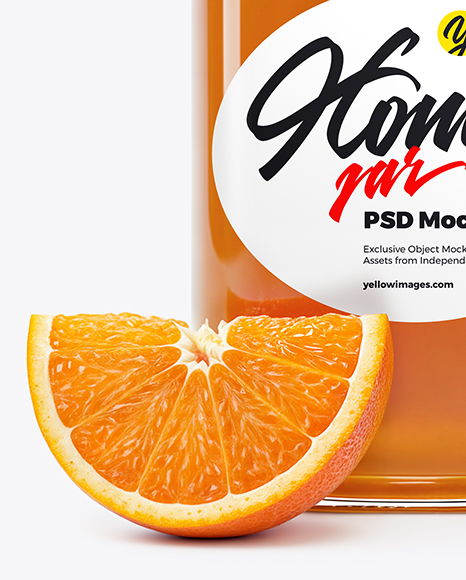 Square Glass Jar with Orange Blossom Honey Mockup