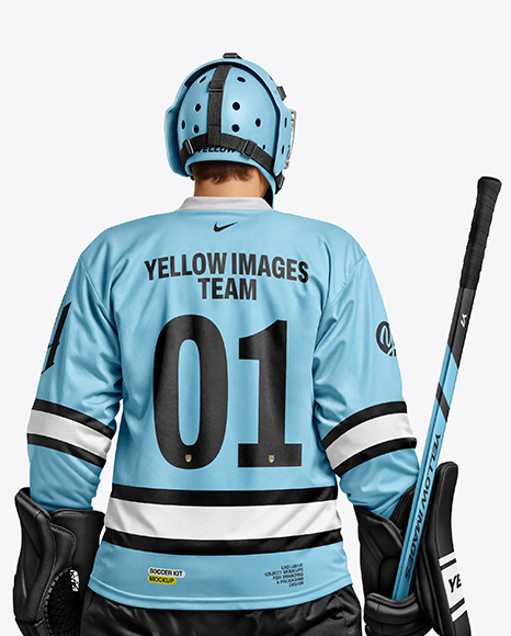 Man Wearing Ice Hockey Goalkeeper Kit Mockup