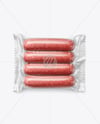 Glossy Plastic Flow-Pack with Sausages Mockup