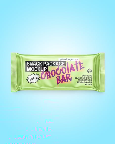 Glossy Metallic Snack Package Mockup