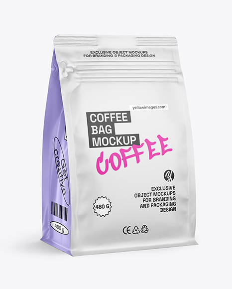 Matte Coffee Bag Mockup - Half Side view